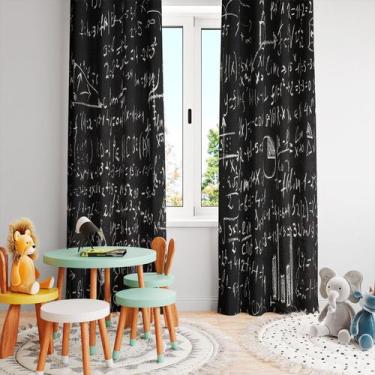Imagem de Cortina Tecido Oxford Quarto Infantil Quadro Negro Matemática - 280x22