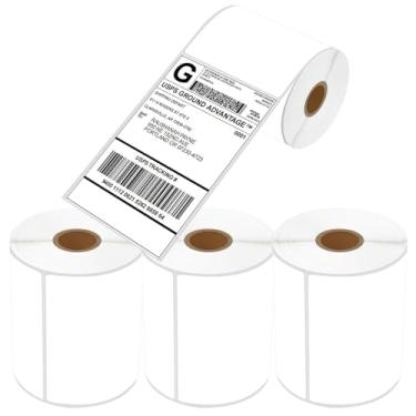 Imagem de NineLeaf 4 rolos de 10 x 15 cm, impressão térmica direta, etiquetas de envio de papel em branco, compatíveis com impressora de etiquetas Zebra TLP-2844 ZP-450 GK420T GX420T GX430T GK420D GC420D GC420T