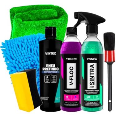 Imagem de Kit Sintra Fast 500ml Vonixx V-Floc 500ml Vonixx Pneu Pretinho 500ml Vintex e Acessórios Para Estética Karbox
