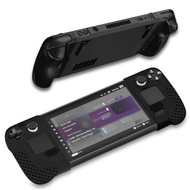 Imagem de Allinboy Compatível com Steam Deck/Steam Deck OLED, capa protetora, capa de silicone, antiderrapante, antiarranhões, com 6 adesivos de botão traseiro, preto