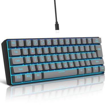 Imagem de Snpurdiri Teclado para jogos 60% com fio, retroiluminado RGB ultracompacto, 61 teclas, 60% mini teclado para jogos de PC/Mac, digitador, viagem, fácil de transportar em viagem de negócios (cinza ferro