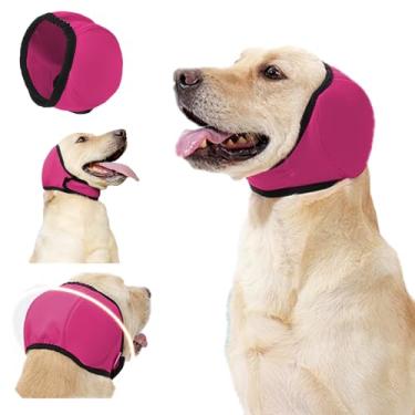 Imagem de Protetores de orelha de cachorro para proteção de ruído, capuz calmante ajustável com capas de ouvido resistentes à água para cuidados pessoais, banho, natação, alívio da ansiedade de trovões e fogos
