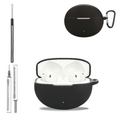 Imagem de Capa para OnePlus Buds 4, capa protetora de silicone para fones de ouvido OnePlus Buds 4, capa de corpo inteiro à prova de choque com proteção contra arranhões, com chaveiro, cordão e kit de limpeza