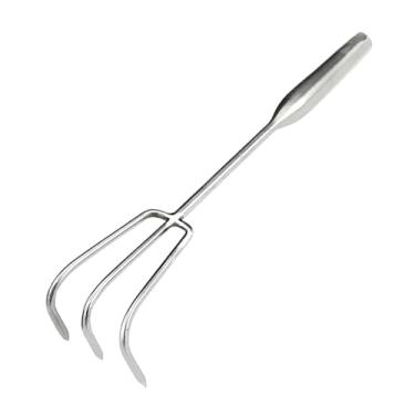 Imagem de Generic Ancinho de jardim, garra, ancinho manual, aço inoxidável, cultivador de capina, pequena ferramenta de jardinagem, ferramenta de escavação para cultivo, Três Dentes