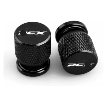 Imagem de Compatível com PCX 125 PCX125 PCX 150 PCX150 PCX 160 PCX160 tampas de válvula de alumínio conjunto de tampas de pneu capas resistentes à corrosão (preto)