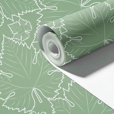 Imagem de Papel de parede verde fresco folha de bordo textura PVC autoadesivo papel de parede sala de estar quarto móveis adesivo regular autoadesivo 45 * 600 cm
