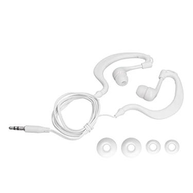 Imagem de FAUOSWUK Fones de ouvido à prova d'água IP68 subaquáticos cabo mais curto plugue de 3,5 mm banhado a ouro plugues de fone de ouvido para natação, corrida, surfe, academia, exercício (branco)