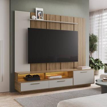 Imagem de Rack com Painel para Tv 75 Polegadas com Iluminação Led Ravenna Arenas/Mel