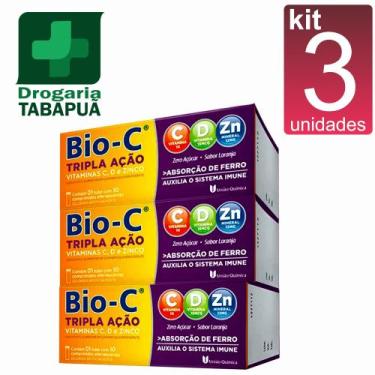 Imagem de 3x Vitamina C efervescente Tripla Ação - Vitaminas C, D e Zinco Bio-C 