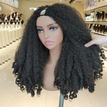 Imagem de Peruca SOKU Afro Curly V Part Synthetic Hair 50cm para mulheres negras