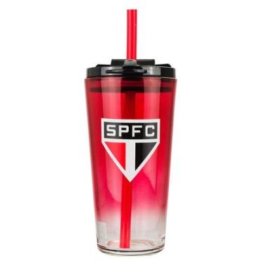 Imagem de Copo Vidro Degradê com Canudo e Tampa 750ml SPFC São Paulo FC - Mileno