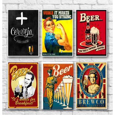 Imagem de Kit Placas decorativas Vintage - Bebidas - 06 Placas
