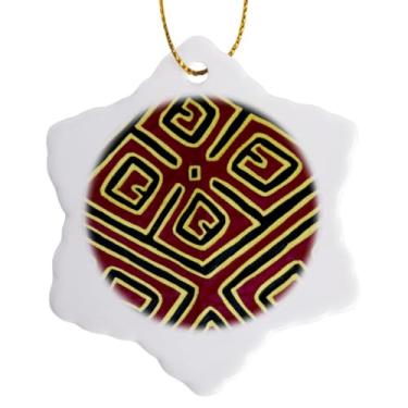 Imagem de 3dRose Panamá, Ilhas San Blas, Kuna Indian Mola Sa15 Cmi0358 Cindy Miller Hopkins Ornamento de floco de neve, 7,6 cm