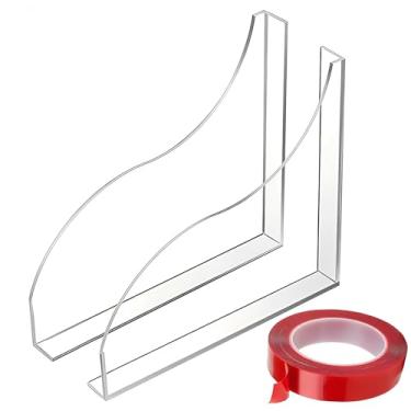 Imagem de Heran Pacote com 2 protetores contra respingos de chuveiro – protetor de água para banheira, protetor de canto de banho autoadesivo para pisos secos, evita respingos de água no chuveiro ou banheira