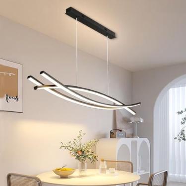Imagem de Luminária pendente criativa LED para mesa de jantar, luminária pendente para sala de jantar, 3 lâmpadas, iluminação decorativa regulável para escritório com controle remoto, lâmpada de desig