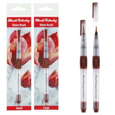 Imagem de Pincel de água sintético Mimik Kolinsky, redondo de 3 e 5 mm - feito à mão na Alemanha, pincéis de aquarela com cerdas altamente absorventes, reservatório de água transparente, perfeito para tinta e
