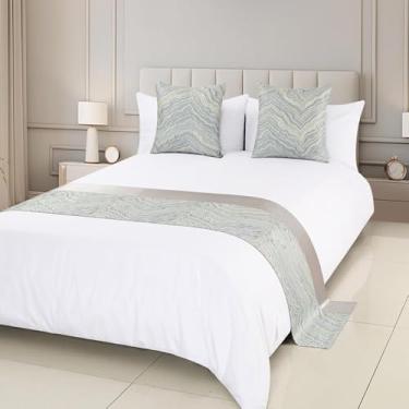 Imagem de Cachecol de corredor de cama de hotel moderno toalha de cama de luxo de alta qualidade decoração confortável protetor de cama para solteiro queen king tamanho cinza||apenas 2 fronhas 45 x 45 cm