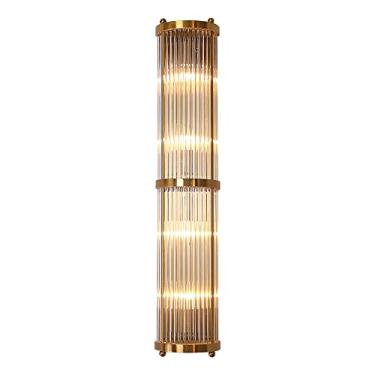 Imagem de Luminária de parede de cristal, luminária de parede pós-moderna, luminária de parede interna de metal dourado, arandelas de parede longas E14, luminárias de penteadeira para quarto, cabeceir