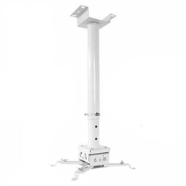 Imagem de Suporte para projetor, suporte de teto, altura e ângulo, ajustável, suporte universal para projetor, 25 kg, adequado para suporte de projetor de escritório e casa (cor: Branco-A)