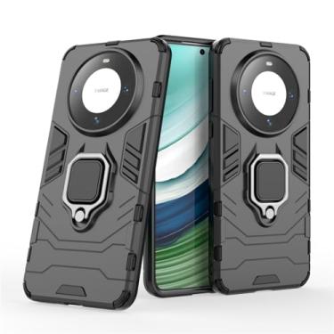 Imagem de Capa Protetora Magnética Anti-quedas para Huawei Mate 60, Suporte Giratório + Proteção Militar (Preto)