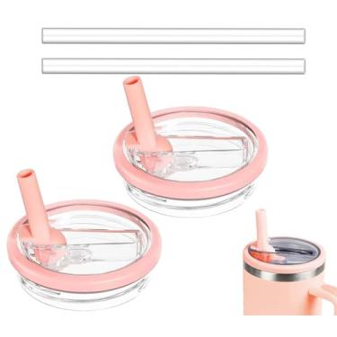 Imagem de Pacote com 2 tampas de canudo de 850 g compatíveis com Stanley Quencher, substituição de tampa à prova de vazamento para Stanley H2.0 FlowState Tumbler Stanley H2.0 FlowState, reutilizável à prova de