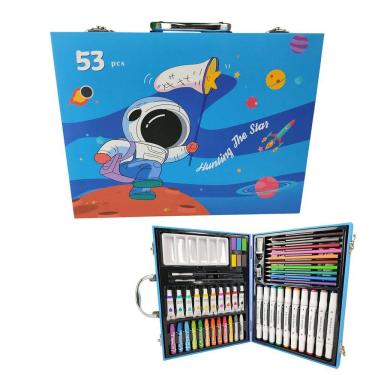 Imagem de Maleta de Pintura Infantil Estojo 53 Peças Criança Canetinha Lapis de Cor