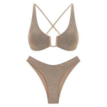 Imagem de Conjunto de biquíni ZAFUL U-Wire, fatos de banho metálicos para mulher