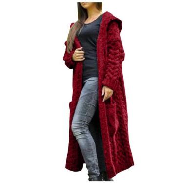 Imagem de Suéter cardigan poydgbvr Amazonshopp para mulheres vermelho