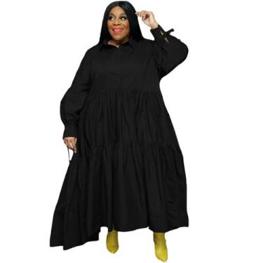 Imagem de Vestido Adogirl Fall Women Plus Size de manga comprida preto 5X