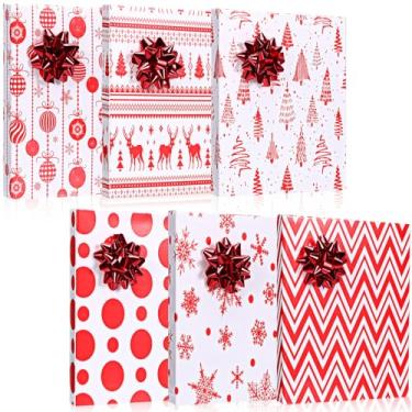 Imagem de Outus 6 peças de porta-cartões de presente de Natal com laços e etiquetas, cartões de presente de Natal, caixas de presente, mini caixas de lembrancinhas para férias, decoração de festa de aniversário