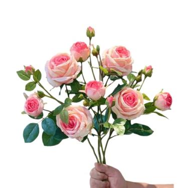 Imagem de 5 pacotes de rosas flores artificiais verdadeiras flores falsas arranjos de plantas decorações de buquês de casamento para todos os climas