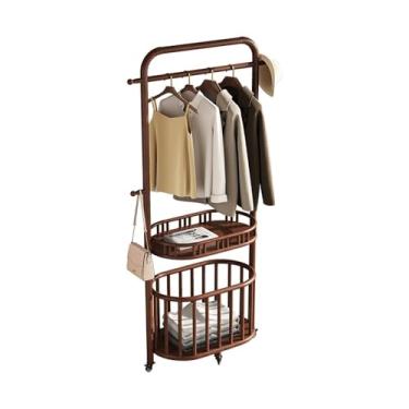 Imagem de Cabide de pé cabide para casacos e chapéus, cabide independente de madeira maciça com rodas, cabide simples e elegante para organizar o quarto e a sala de estar, cabide organização