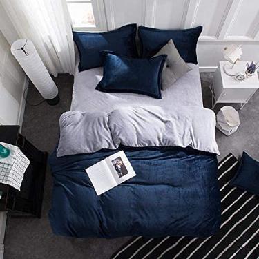 Imagem de Jogo de lençol de flanela de veludo, flanela grossa, dois lados, cor sólida, jogo de cama com capa quente de inverno - Ydl23_Twin Size 3 peças (Ydl1 King size 4 peças)