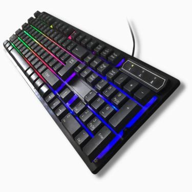 Imagem de Teclado de membrana com fio Gamer RGB R8 KB-1822 com 12 multimídia