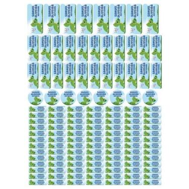 Imagem de 129 Etiquetas Escolares Personalizado Vinil Dinossauro - Tectoner, Din