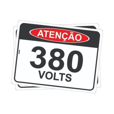 Imagem de Kit com 2 Placas de Sinalização Perigo: 380 Volts em PS (Poliestireno)