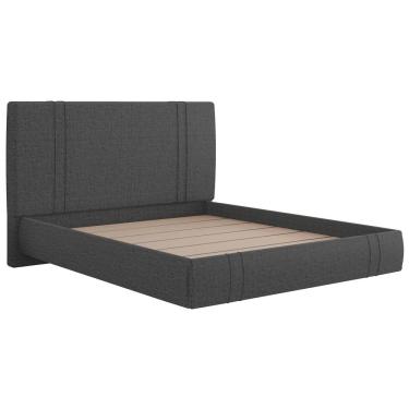 Imagem de Cama King Flutuante Com Cabeceira 195cm Astra S04 Linho Preto - Lyam Decor