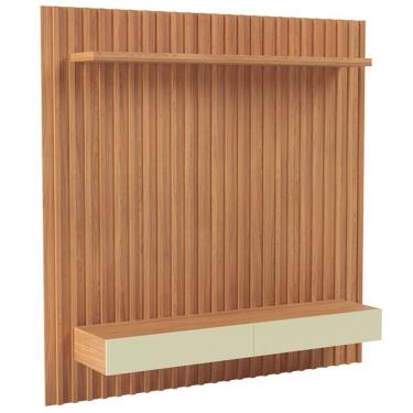 Imagem de Painel Ripado Para TV 65 Pol 2 Gavetas 183cm Baraka D03 Freijó Off White - Lyam Decor