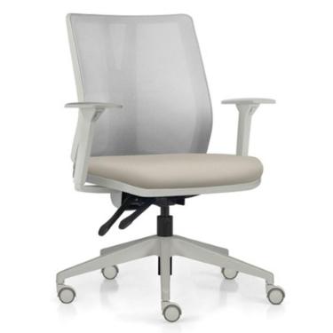 Imagem de Cadeira de Escritório Giratória Diretor Flow F02 Base Cinza Sintético Bege - Lyam Decor