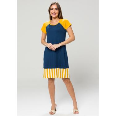 Imagem de Vestido Pau a Pique Listrado Amarelo e Marinho