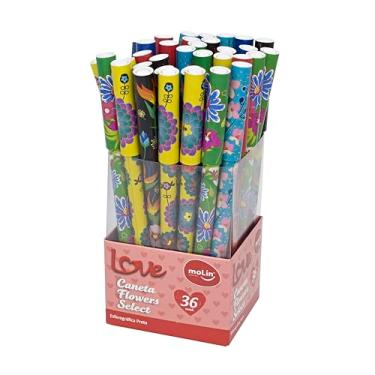 Imagem de Molin Caneta Esferográfica Flowers - 1,0mm - Tinta Preta - Display com 36 Unidades