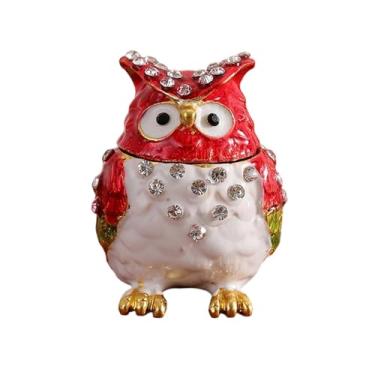 Imagem de APLVFFZH Caixa de joias de, porta-anéis decorativo de mesa para mulheres, estatueta de, organizador de joias para pingentes, brincos, Vermelho