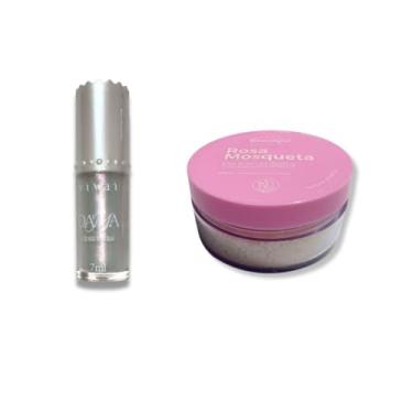 Imagem de Kit Gloss Prateado e Pó Facial Matte Rosa Mosqueta Lábios de Diva e Pele de Pêssego