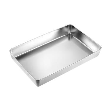 Imagem de Generic Forma para bolo de lasanha, fundo plano e resistente, bandeja lateral funda retangular para brownie, forno torradeira, pão, caçarola de tiramisu, 43x29x6cm