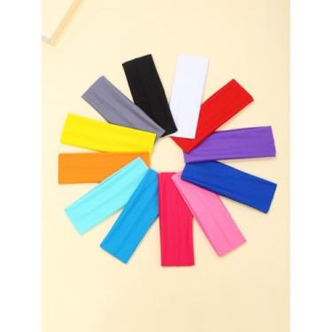 Imagem de Kit 12 Faixas De Cabelo Confortável Elástica Esporte Tiara Academia Lazer Passeio Yoga Headband (12 unidades COLORIDAS)