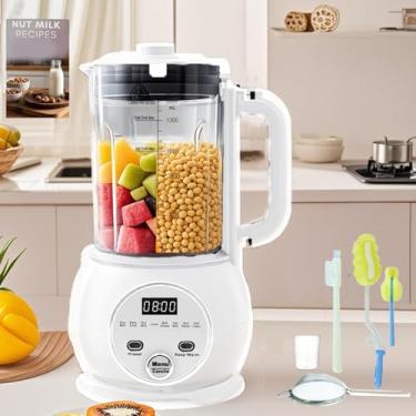 Imagem de LMFUEN Máquina Automática De Leite Nozes 10 Em 1 51 Oz Com 20 Lâminas, Amêndoas, Comida Para Bebês, Leites Vegetais, Aveia Caseira, Suco, Soja Início Retardado 24 Horas, Ferve Água, Mantém Aquecido