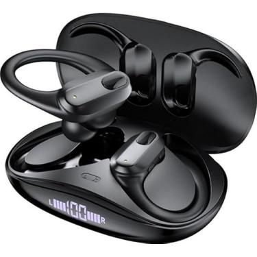 Imagem de Fone de Ouvido XT80 Bluetooth 5.3 TWS Esportivo HiFi Fone Sem Fio com Gancho, Visor LED, Cancelamento de Ruído, IPX5 e Microfone Corrida Premium - Preto