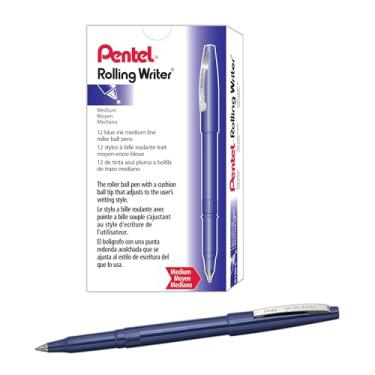 Imagem de Pentel Caneta esferográfica rolante R100C, 0,8 mm, barril azul/tinta, dúzia