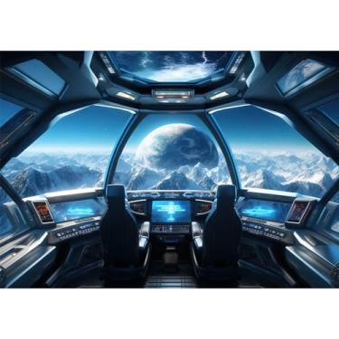 Imagem de Cenário interior de nave espacial futurista ficção científica fotografia cenários estação espacial espaçonave cabine cenários astronomia universo galáxia exterior decoração vinil 3 x 2,4 m