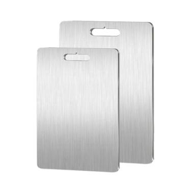 Imagem de 2 pacotes de tábua de corte de aço inoxidável de titânio para cortar carne, frutas e vegetais